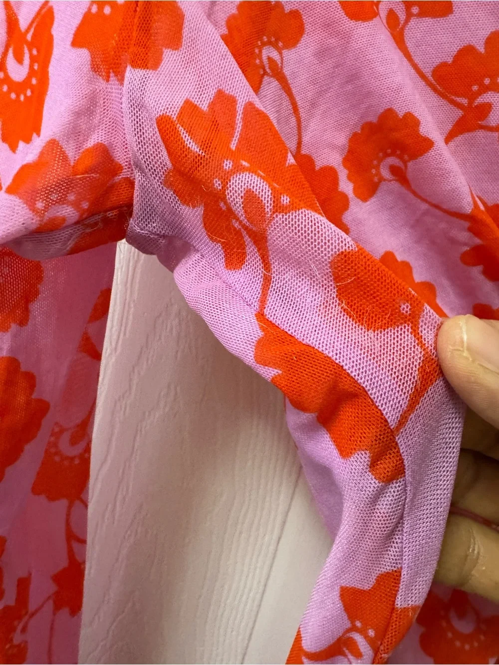 Free People Pink Button-Down Top with Red Floral Print